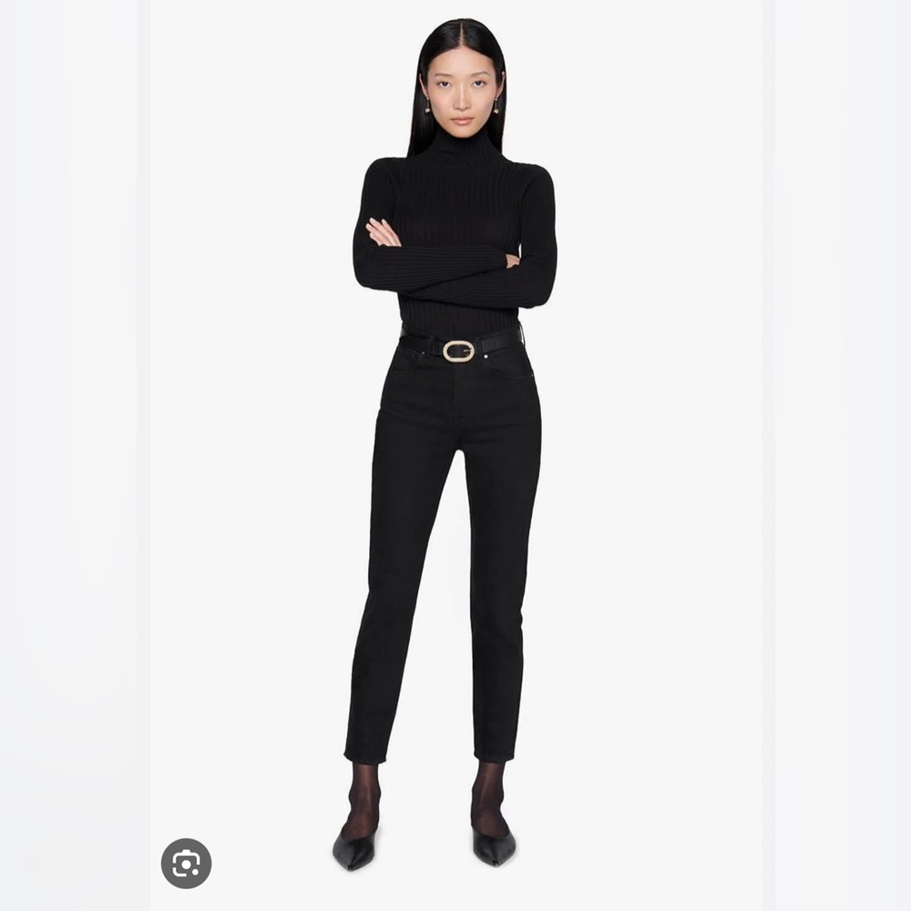 Anine Bing Sonya High Waisted Slim Ankle Jeans in Over Dye Black Size 24 NWOT